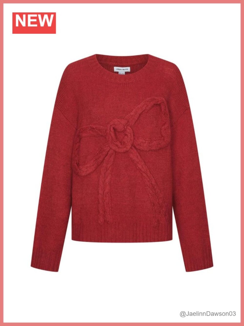 Oversized Chunky Knit Pullover Sweater with 3D Bow